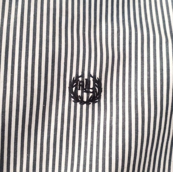 Lauren Ralph Lauren Woman’s Blouse Button Up Size 16 Striped White/blue Logo - Picture 3 of 13